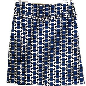 Vintage Tommy Hilfiger skirt 6 Blue Retro geometric stretch Cotton matching belt